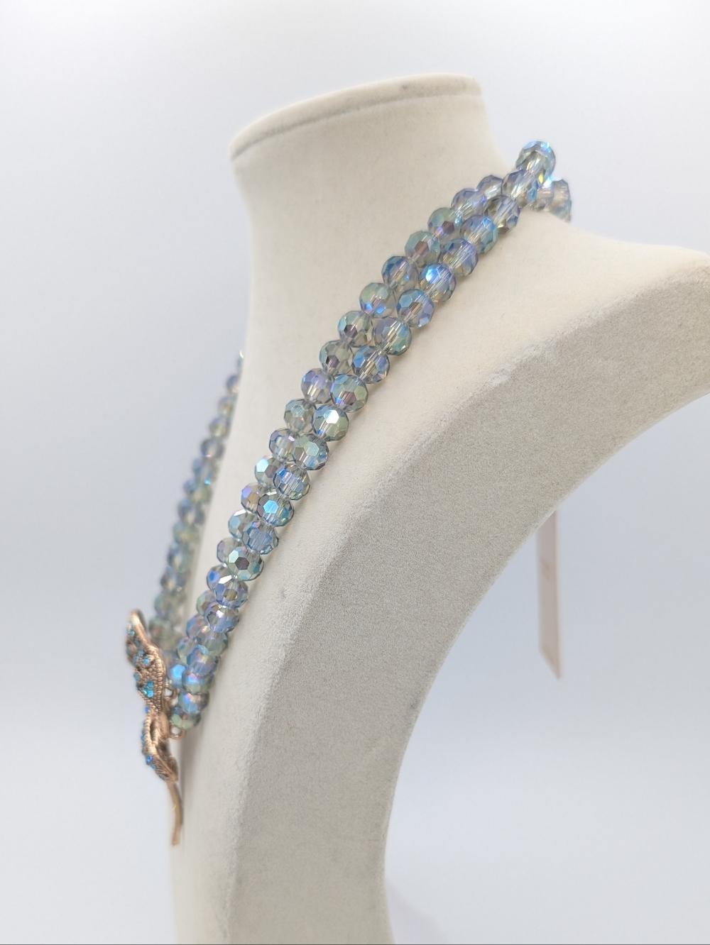 EyeCandy Los Angeles Crystal Bow Blue Statement Necklace NEW - Picture 2 of 10